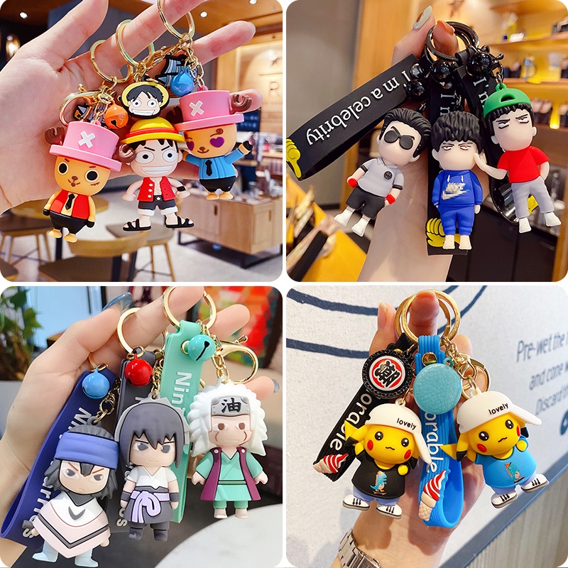 Móc khóa gắn balo/cặp sách đi học hình anime Nhật Bản Slam Dunk One Piece Naruto Pokémon Pikachu Demon Slayer Luffy
