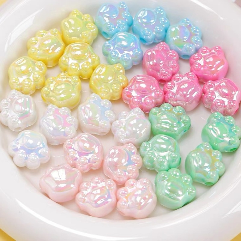 Túi 10 Hạt Nhựa Hình Dấu Chân Mèo Nhiều Màu Sắc Làm Trang Sức / Điện Thoại