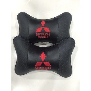 gối tựa đầu xe ô tô thêu logo mitsubishi - Ví giá rẻ