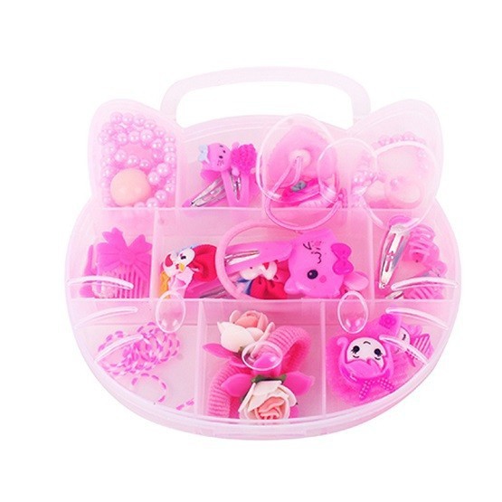 Hộp buộc tóc kitty nhựa loại to nhiều chi tiết cho bé yêu