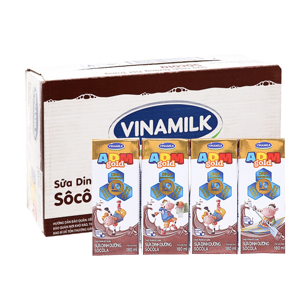 Sữa tiệt trùng Vinamilk ADM Gold 180ml các loại - Có đường / Dâu/ Sô cô la