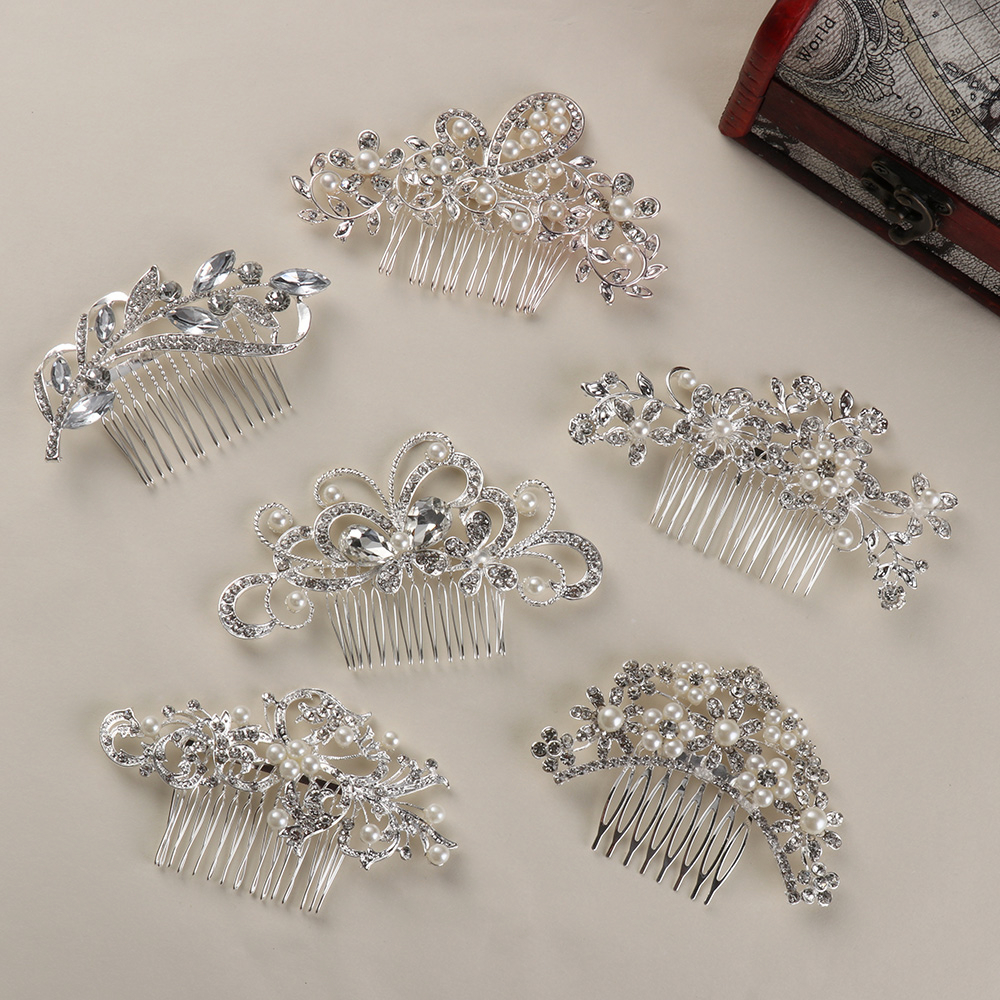 Trâm Cài Tóc Hình Lá Đính Ngọc Trai Sang Trọng Cho Cô Dâu