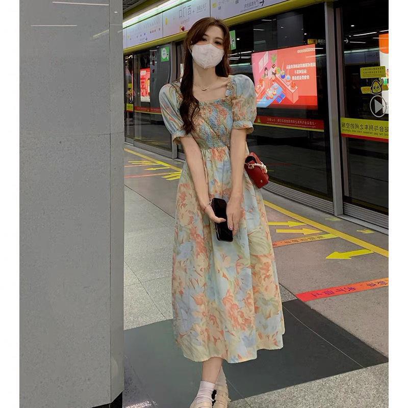 ❤️ Đầm hoa nhí nữ cổ vuông họa tiết đầy khí chất - V21