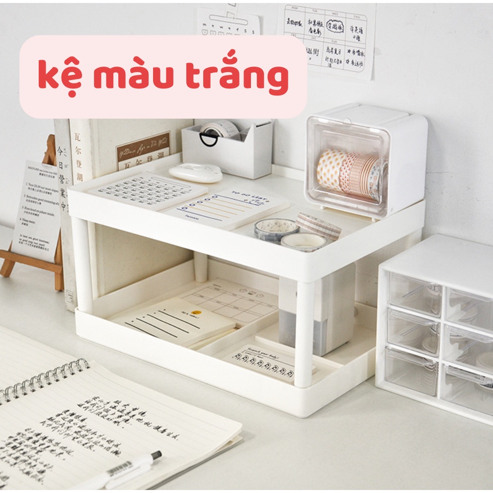 Kệ nhựa mini để bàn 2 tầng 4 chân