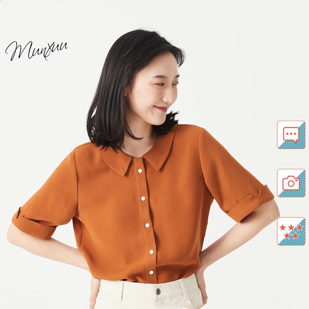 Áo sơ mi kiểu cổ sen MUNXUU, thiết kế đơn giản, kiểu dáng trẻ trung - SP08