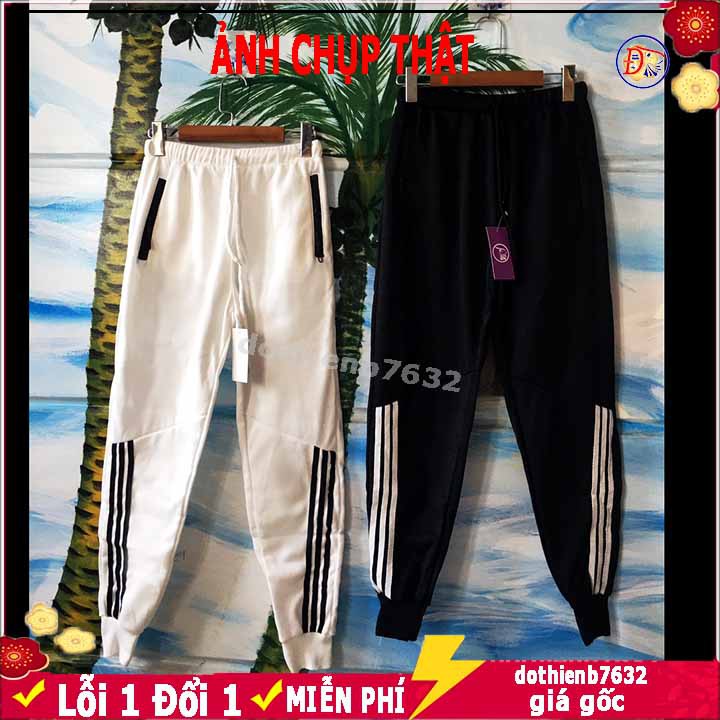 Quần nỉ trắng mủi tên ⚡️ SALE KHÔ MÁU⚡️ Quan jogger nam nữ dáng thể thao bo gấu phối viền hót