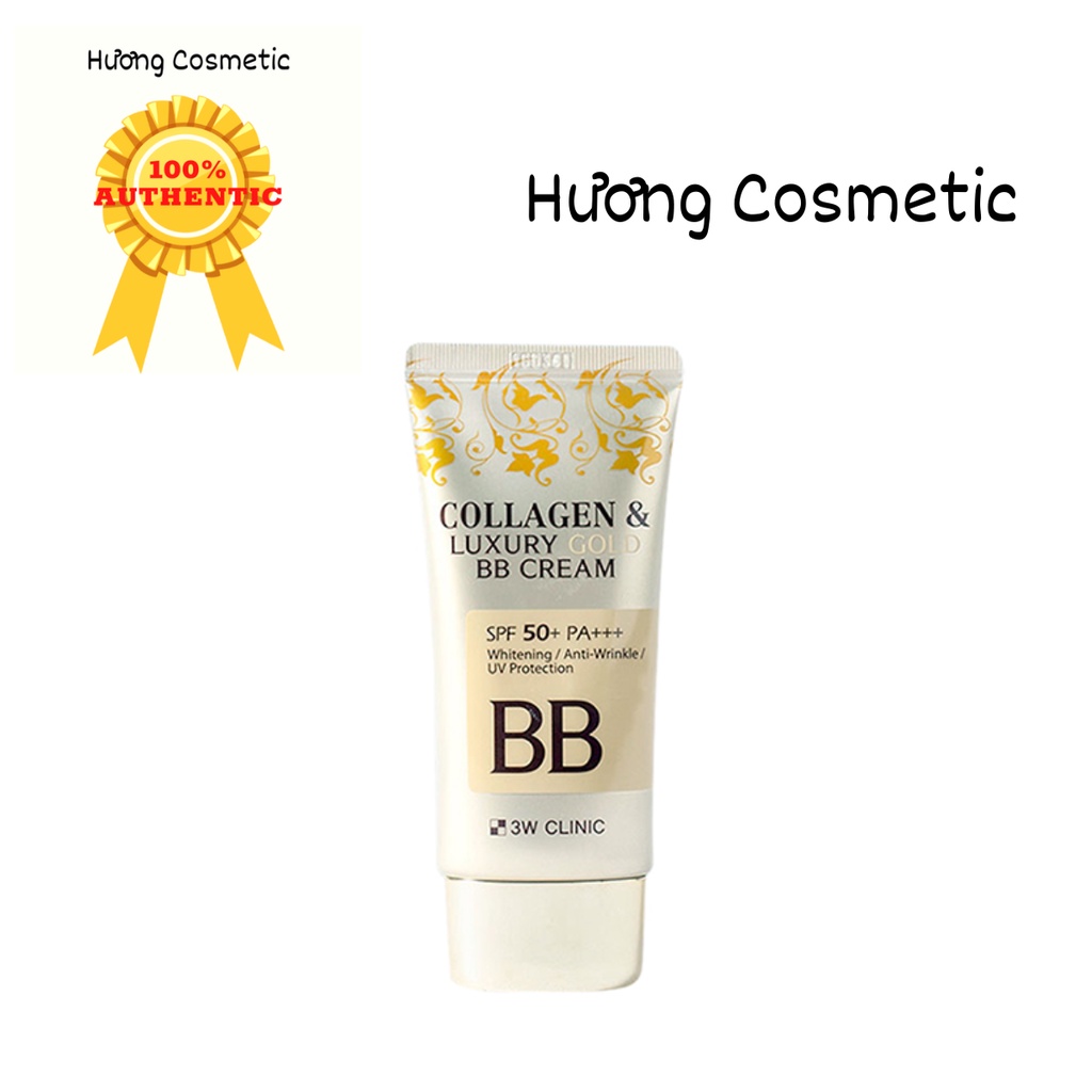 Kem Nền Chống Nắng 3W Clinic Collagen & Luxury Gold BB Cream SPF 50/PA+++ 50ml
