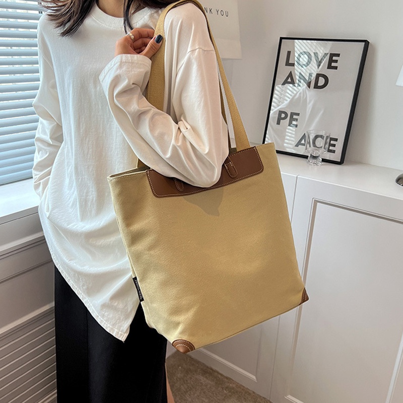 Túi Đeo Vai Vải canvas Dung Tích Lớn Đơn Giản Cho Nữ
