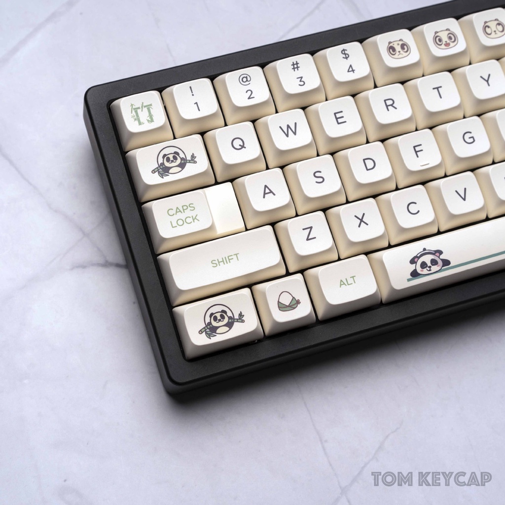 Keycap Panda Gấu Trúc Đen Trắng, Nút Bàn Phím Cơ nhựa PBT 133 phím in Dye Sub Profile XDA
