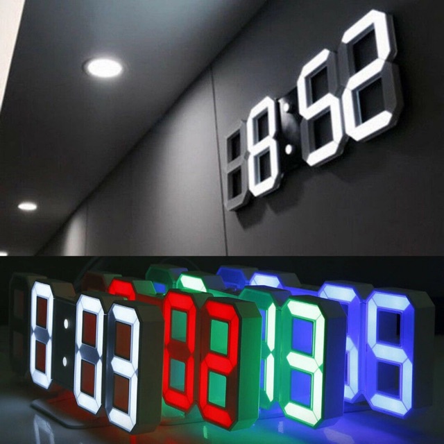 [Mã LIFEHOT1505 giảm 10% đơn 99K] Đồng hồ đèn Led 3D treo tường, để bàn Led Digital Wall Clock