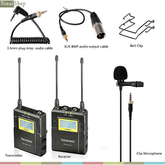 [Mã ELHACE giảm 4% đơn 300K] Micro không dây UHF cho máy ảnh máy quay Saramonic UwMic9 KIT1