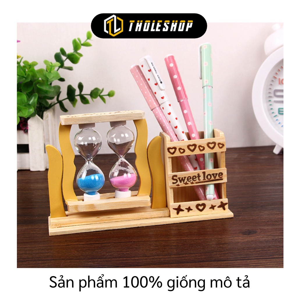 Đồng Hồ Cát - Hộp Đựng Bút Kiêm Đồng Hồ Cát 2 Lọ Trang Trí Bàn Học Đáng Yêu 5740