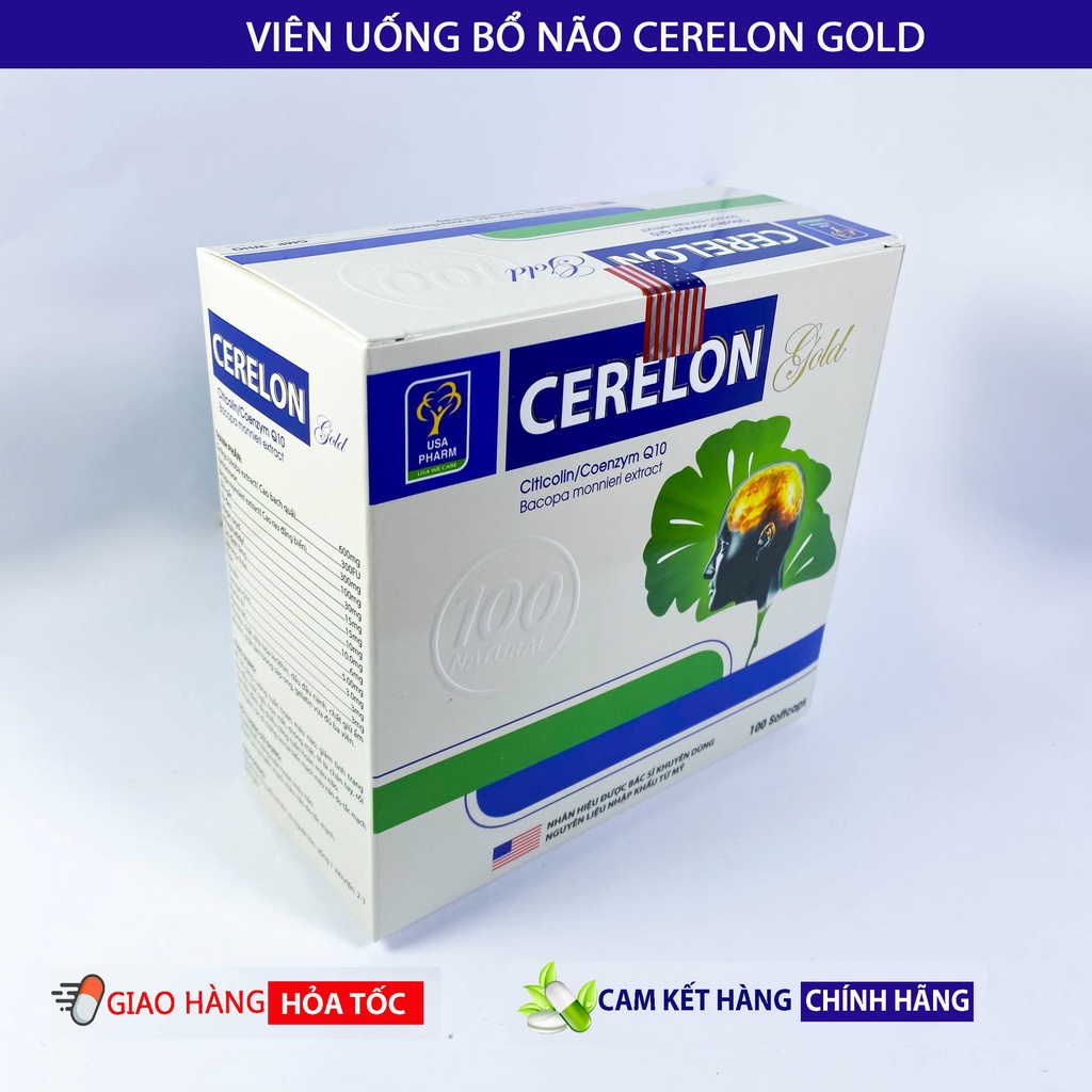 CERELON GOLD  Trắng - Giảm nhức đầu, hoa mắt, chóng mặt do rối loạn tiền đình - Hộp 100 viên