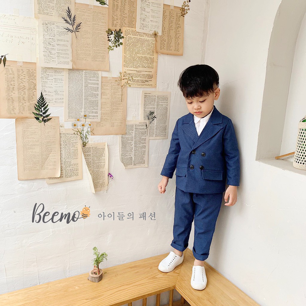 Set Vest cho bé Beemo, chất liệu tếch Hàn, thiết kế cổ Vest 4 khuy sành điệu B037