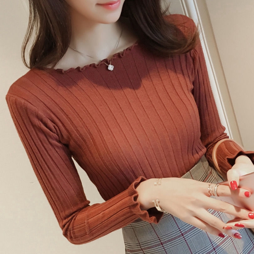 Áo Dệt Kim Tay Dài Màu Trơn Chất Liệu Co Giãn Thoải Mái | BigBuy360 - bigbuy360.vn