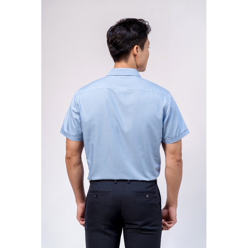 Áo Sơ Mi Nam Ngắn Tay Owen BA220401NT Somi Cộc Tay Công Sở Cao Cấp Xanh Nâu Caro Chất Bạc Hà Dáng Suông Tà Bằng Có Túi