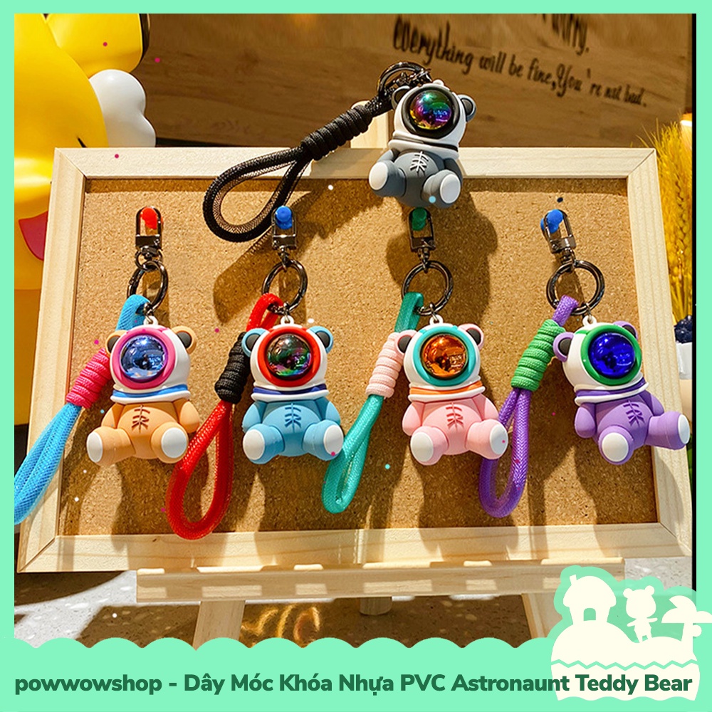 [Sẵn VN - Hỏa Tốc] Dây Móc Khóa Nhựa PVC Mẫu Teddy Bear Astronaunt Phi Hành Gia Nhiều Màu