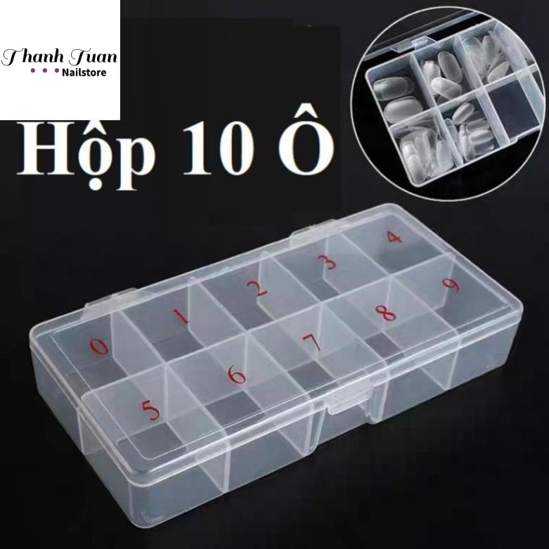 Hộp đựng móng giả, đá - Hộp 10 ô đựng nail   - Phụ kiện đồ nail