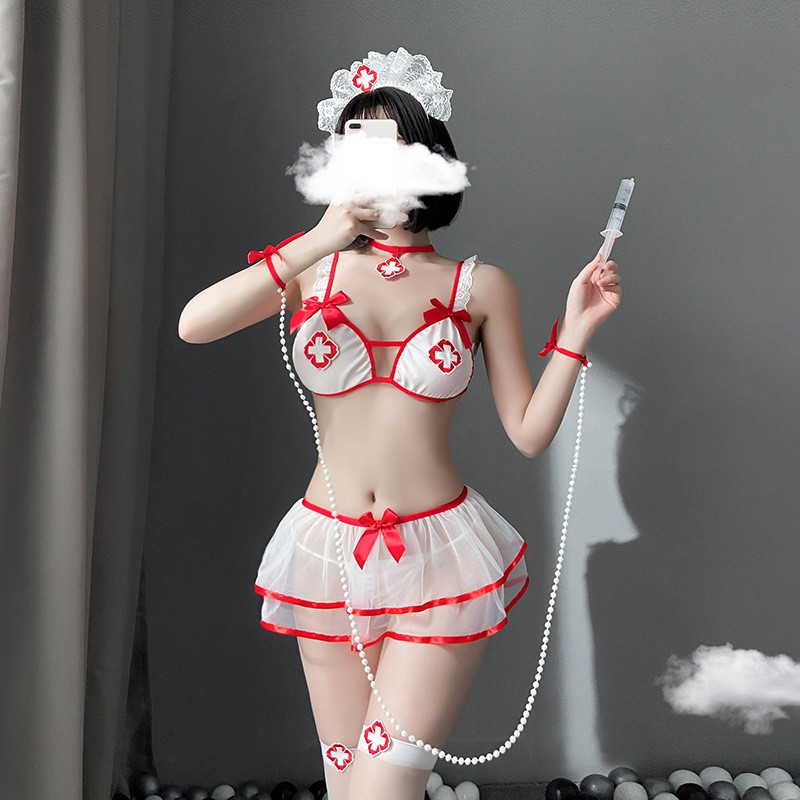 Set đồ ngủ cosplay y tá 2 mảnh đồ ngủ y tá gợi cảm váy voan mỏng | WebRaoVat - webraovat.net.vn