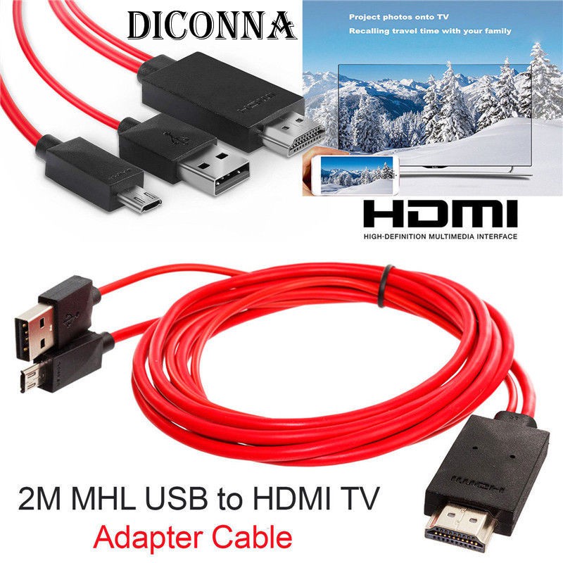 Cáp Chuyển Đổi Mhl Micro Usb Sang Hdmi 1080p Hd Tv Dài 2m Cho Điện Thoại Android