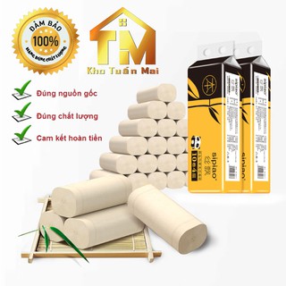 Giấy vệ sinh 💎SALE💎 không lõi loại 1 bịch cuộn giấy than tre đa năng sipiao siêu dai không mùn Bịch 10 cuộn