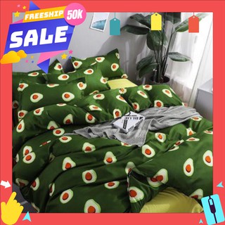 [Giá Sốc] Bộ chăn phao ga gối Cotton Mẫu Bơ Xanh (chăn, ga, vỏ gối, vỏ ôm) siêu ấm , siêu nhẹ