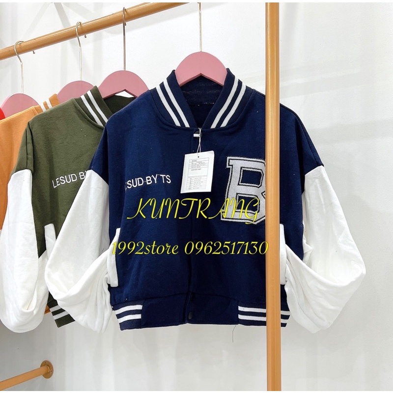 Áo Bomber Nỉ Chữ B Kiểu Dáng Crotop Trẻ Trung Chất Nỉ Ngoại Mịn Đẹp Kiểu Dáng Trẻ Trung Cá Tính