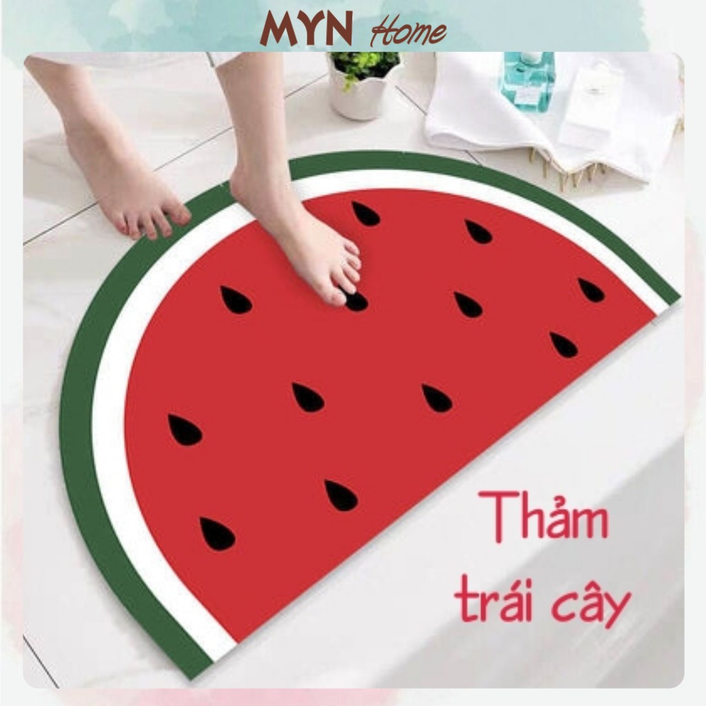 Thảm trải sàn , lau chân 3d họa tiết trái cây,nhà tắm chống trượt MYN Home