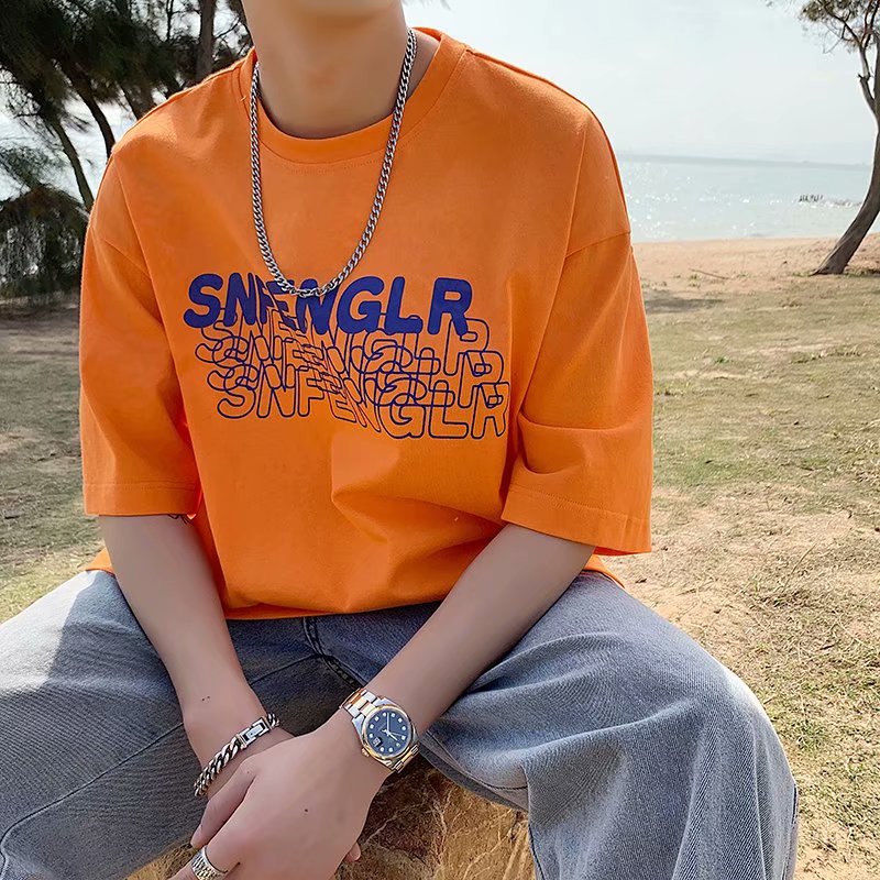 Áo Thun Nam Ngắn Tay Dáng Rộng Thời Trang Phong Cách Hàn Với 6 Màu Tùy Chọn