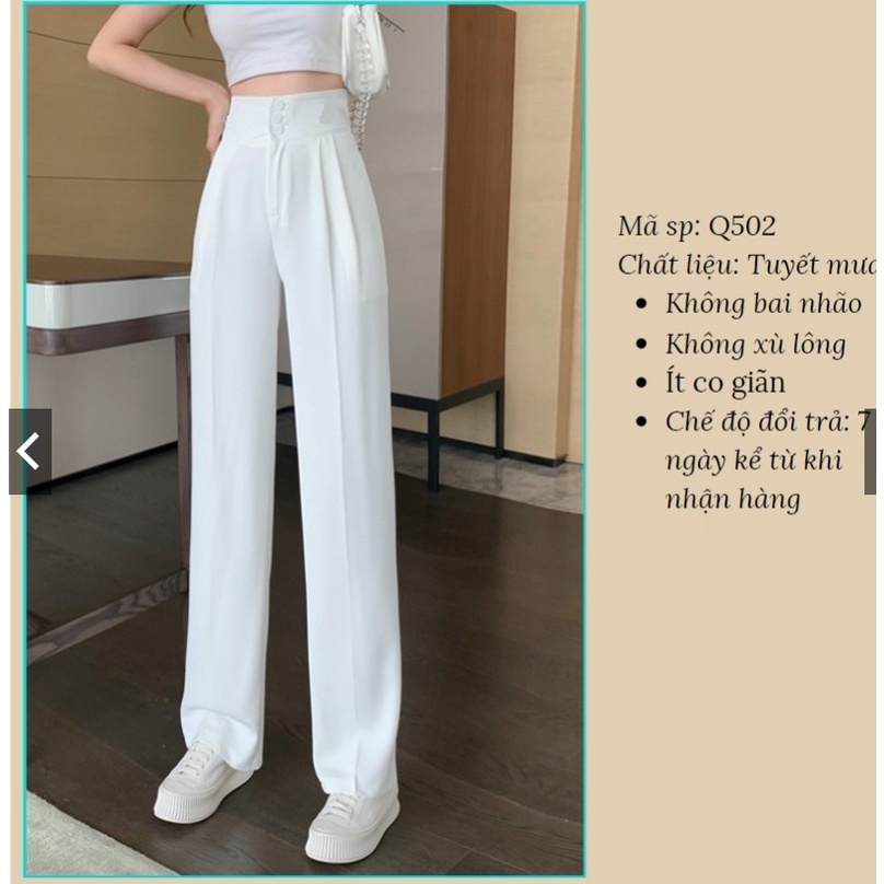 Lưng Cao 8cm, 3 Tầng Cúc, Quần Ống Rộng Nữ Vải Tuyết Mưa Chuẩn Store, Có Big Size Over size tới 89Kg