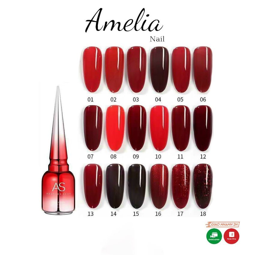 Sơn gel as nhọn đỏ chất sơn đậm đặc 15ml mẫu mới tone đỏ
