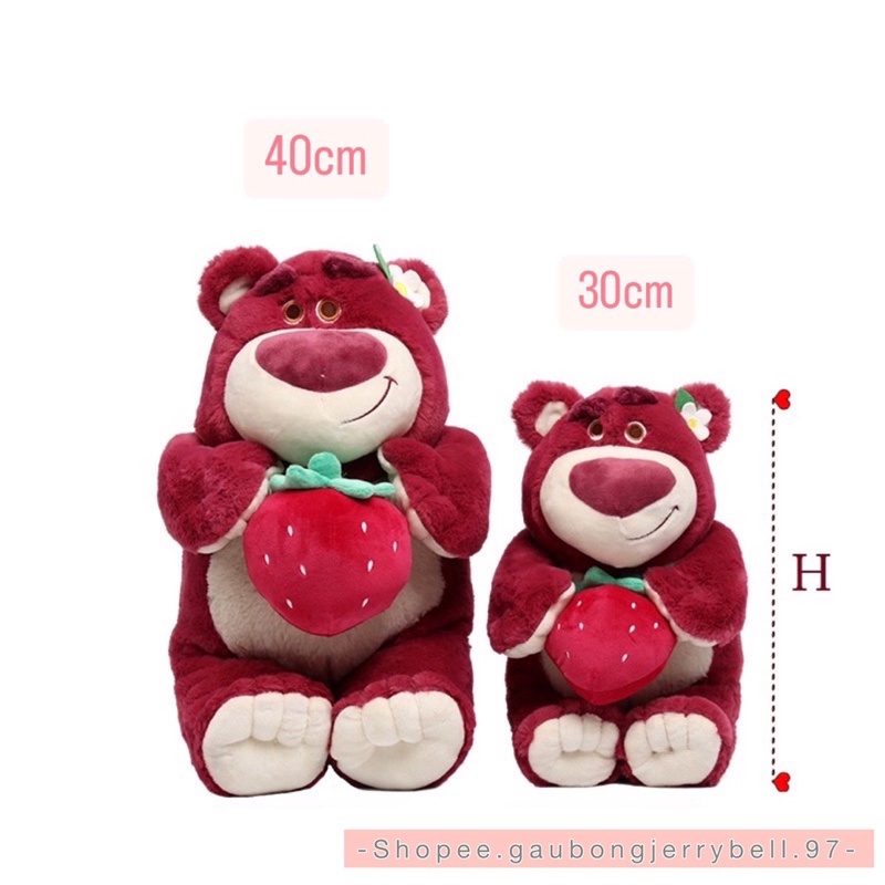 Gấu bông thơm dâu tây Lotso ToyStory3 Disney ôm trái dâu chính hãng Potdemiel 2022 cao cấp hàng loại 1
