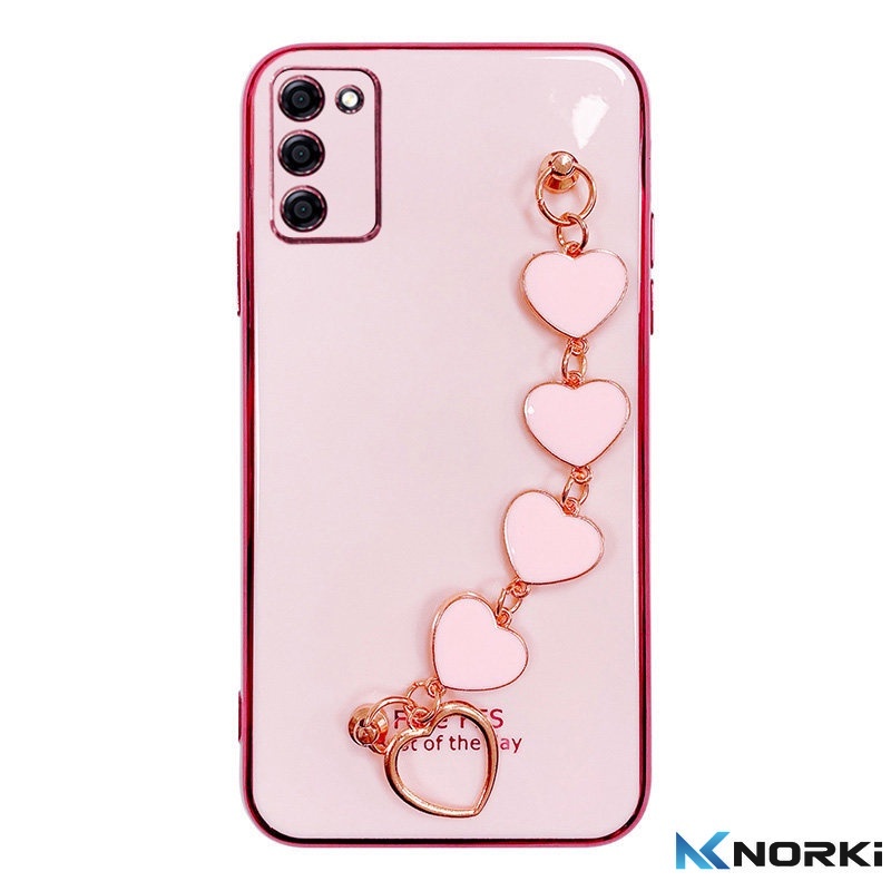 Ốp Điện Thoại Mềm Mạ Hình Trái Tim Có Dây Đeo Cho Samsung Note 20 20Ultra Note 8 9 10 Plus 10Lite A6Plus A7 2018