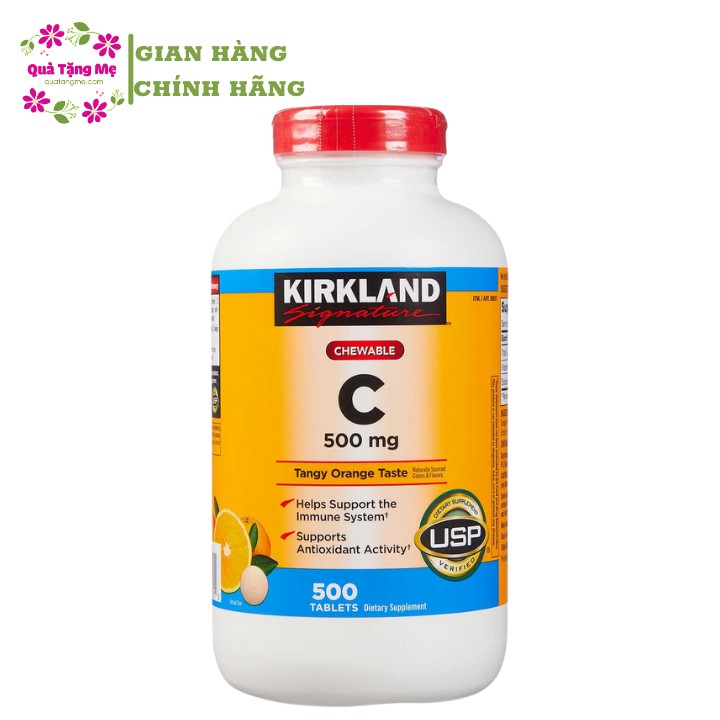 Viên nhai bổ sung Vitamin Kirkland Signature Vitamin C 500mg hộp 500 Viên Healthy Care quatangme