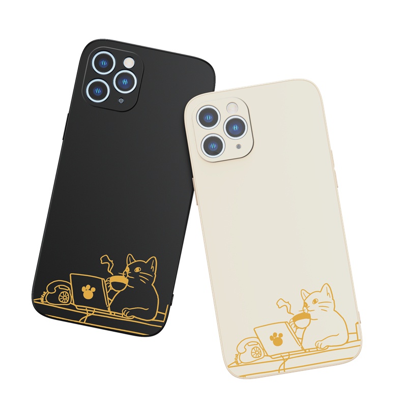 Ốp lưng iphone Ốp điện thoại Suntaiho silicon họa tiết mèo cà phê thích hợp cho iPhone 13 12 11 Mini Pro X XR XS Max 7 8 Plus