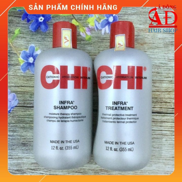 [Chính hãng] [Siêu rẻ] Cặp dầu gội xả siêu mượt cho tóc khô hư tổn CHI Infra shampoo &amp; treatment (xám) 355ml