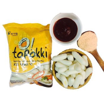 combo tobokki nhân phô mai kèm 100g sốt kèm 100g bột Phô mai Hàn Quốc