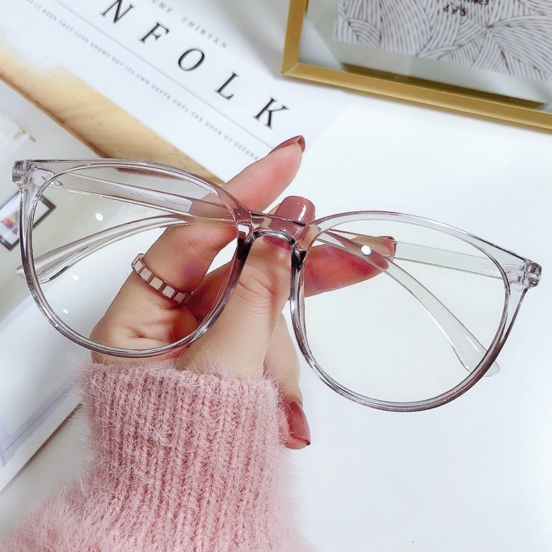 Mắt kính gọng tròn trong suốt chống bức xạ phong cách Hàn Quốc thời trang cho nam và nữ