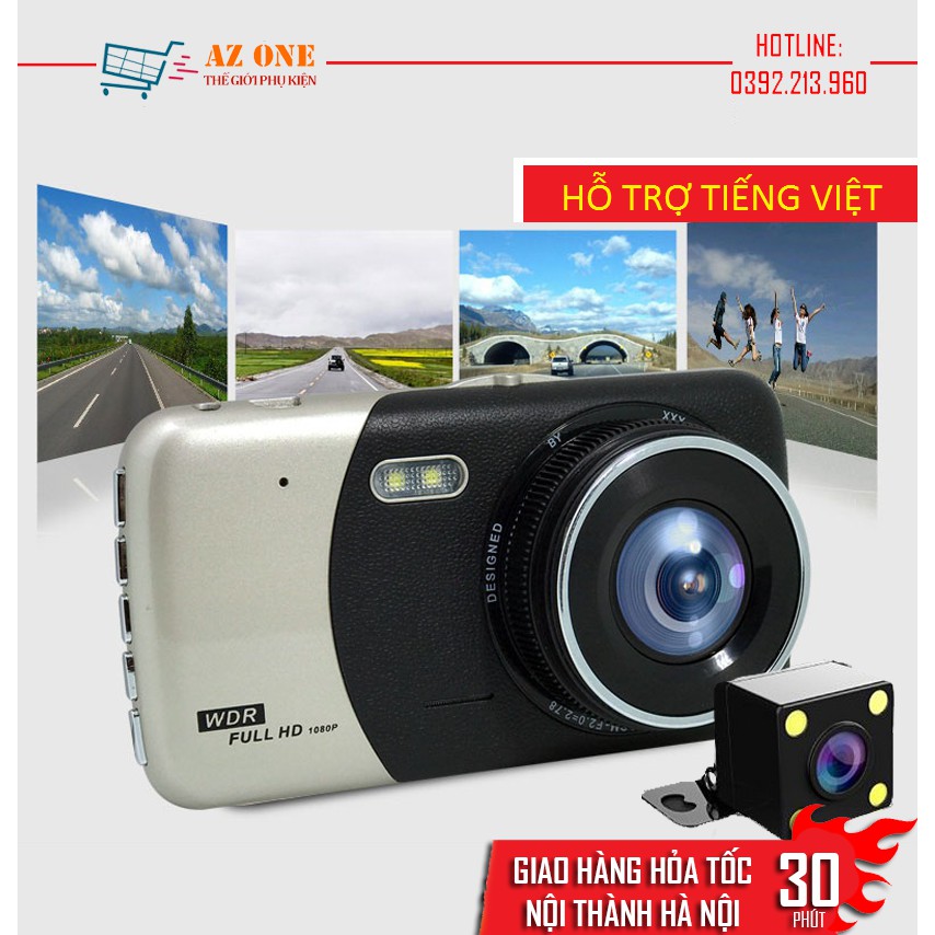 (Hỗ Trợ Tiếng Việt) Camera Hành Trình Màn Hình 4.0 Inch HD 1080P WDR SD503 Cao Cấp Kèm Camera Lùi