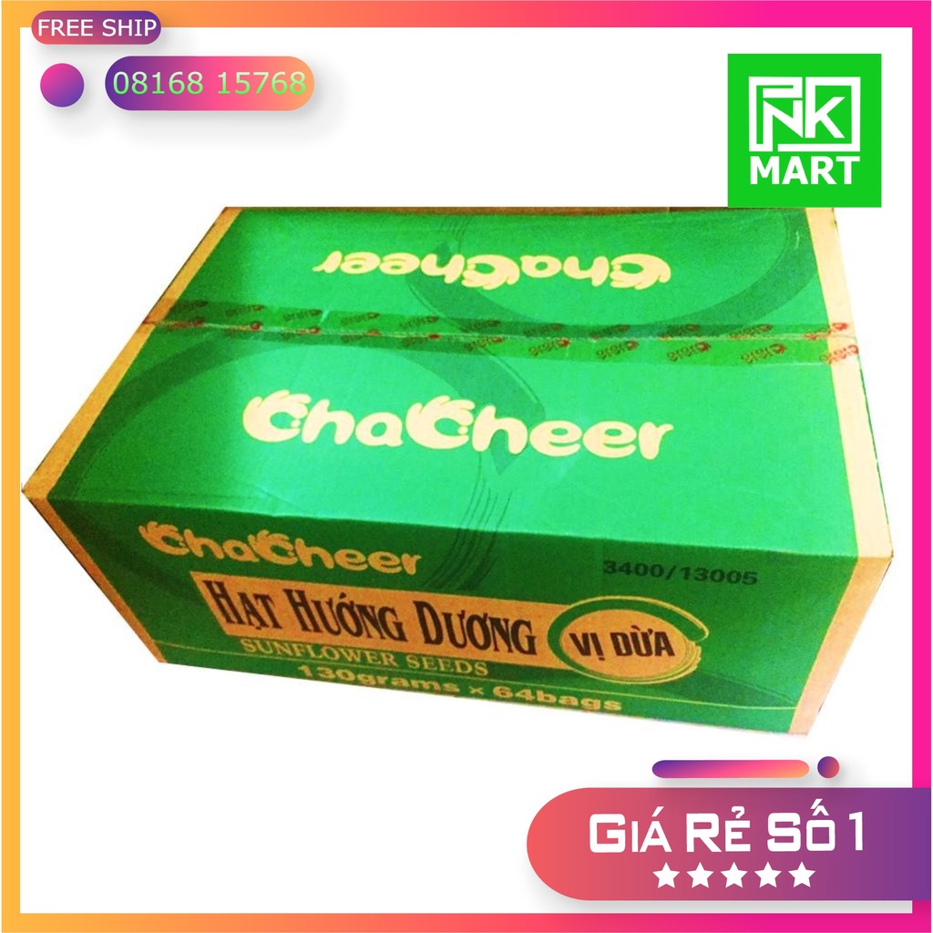 Thùng 64 túi hạt hướng dương Chacheer vị dừa nhập khẩu 130gr