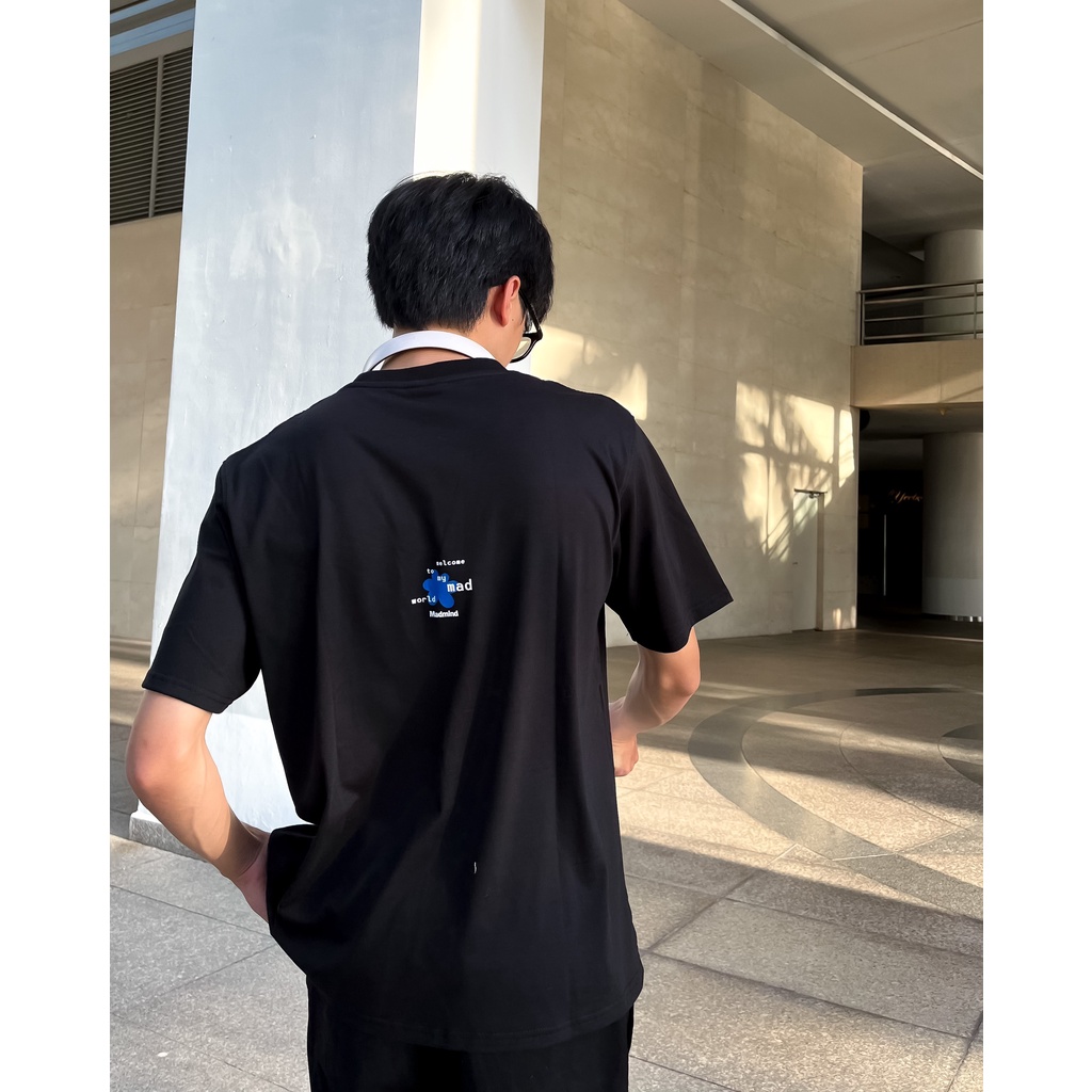 MADMIND® Chính Hãng - Áo thun Mad Flower  màu đen - cổ tròn, cotton thoáng mát - Essential Collection Form Rộng Unisex
