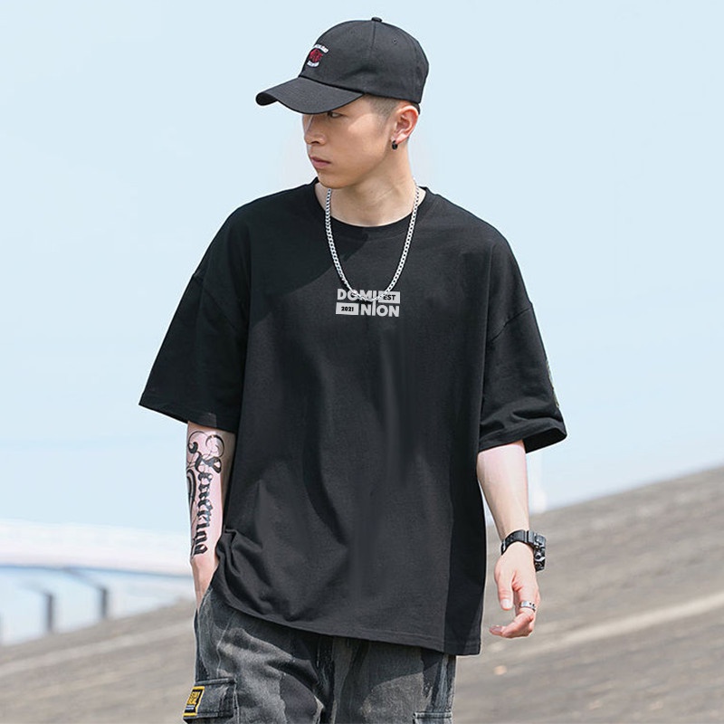 Áo phông nam nữ unisex tay lỡ thun form rộng teen cổ tròn oversize cotton DOMINION VER1 màu đen trắng tee pull freesize