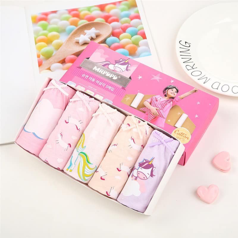 Combo 5 quần lót bé gái Hàn Quốc 100% cotton mẫu Ngựa Pony