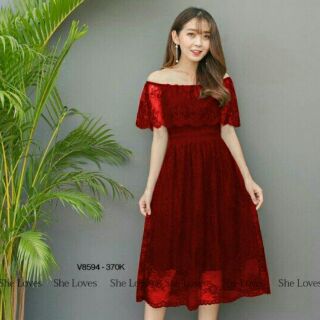 Đầm Ren Trễ Vai Sang Chảnh
