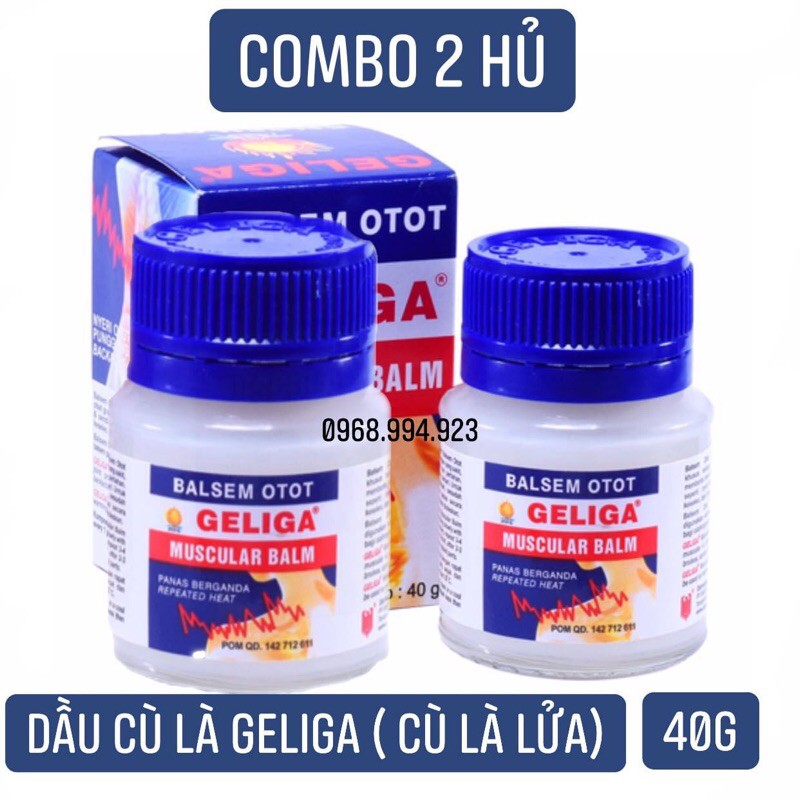 Combo 2 hủ Dầu Cùa Là Geliga ( Dầu Cù Là Lửa) Indonesia 40g