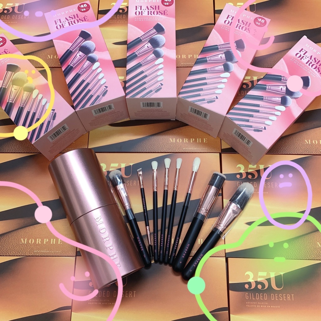 Set cọ trang điểm Morphe Flash of Rose kèm hộp đựng bằng thiết siêu xinh và tiện lợi