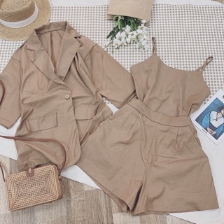SET VEST NÂU BA MÓN QUẦN SHORT