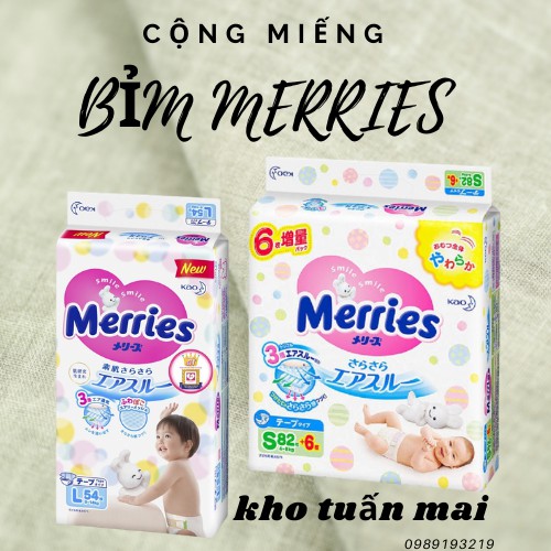 Tã/Bỉm MERRIES nội địa Nhật (Cộng Miếng -TC ) Tã Merries chống hăm đủ size NB96/S88/M68/L58/M64/L50/XL44/XXL28/S82TC