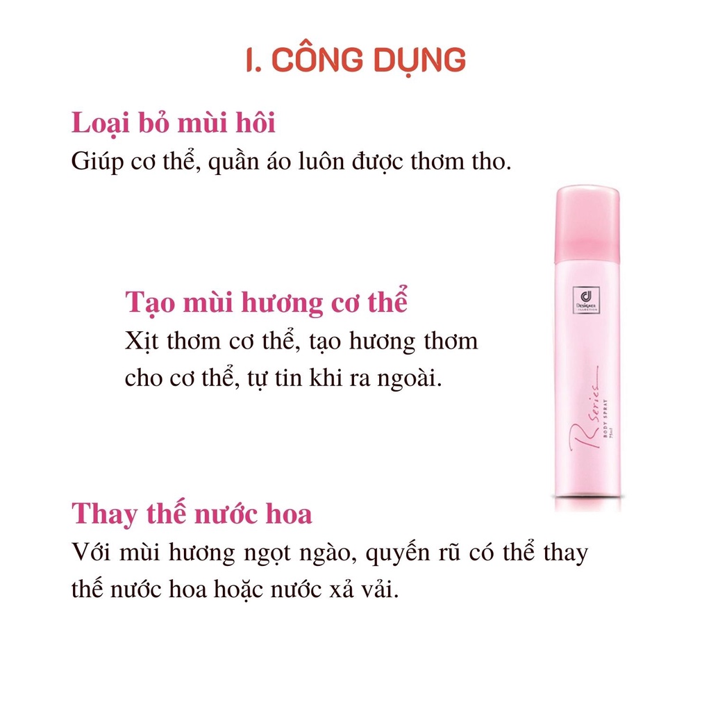 Xịt thơm body RSERIE hương hoa hồng Thái Lan - Hàng chính hãng