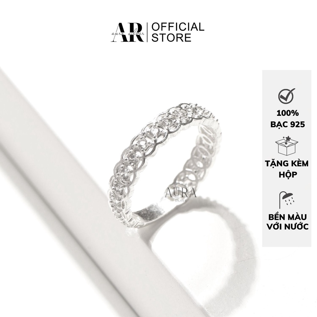 Nhẫn AURA bạc nữ, nhẫn kim tiền đính đá đồng xu phiên bản mới-AURASILVER-N06